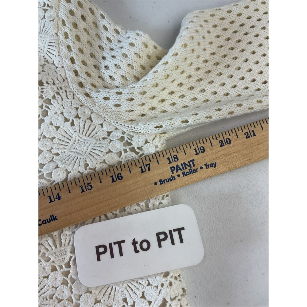 Tory‎ Burch Ivory Zip Crochet Trixie Cardigan Size S Lacey Casual Snag - Picture 7 of 9